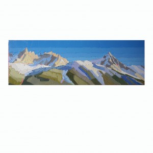 LUMIERE DU SOIR SUR LES AIGUILLES DE CHAMONIX 90×30 vendu