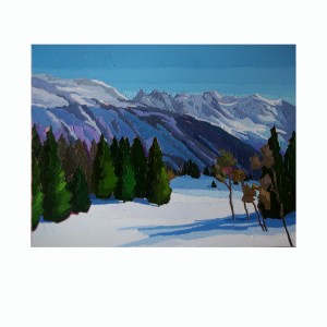 VALLEE DE CHAMONIX VUE DU LAVANCHER 116×89 vendu