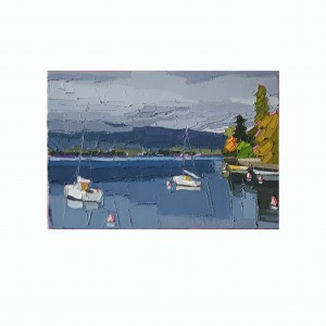 CIEL ORAGEUX SUR LE LAC 35×24 vendu