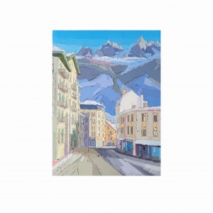 CHAMONIX ET SES AIGUILLES 46×61 vendu