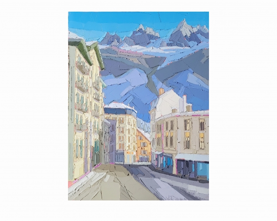 CHAMONIX ET SES AIGUILLES 46×61 vendu