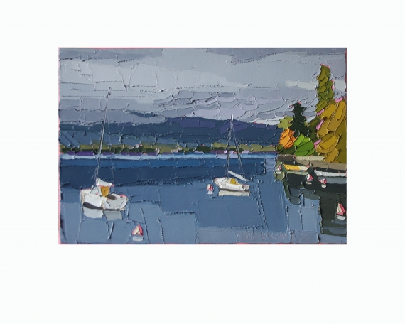 CIEL ORAGEUX SUR LE LAC 35×24 vendu