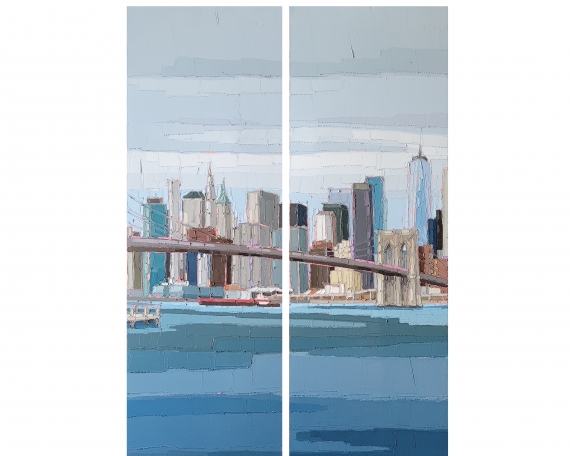 LE PONT DE BROOKLYN ET MANHATTAN 2x30x90