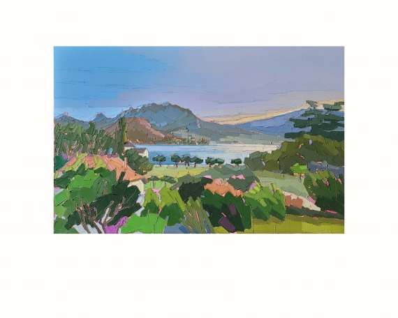 LUMIERE DU SOIR SUR LE LAC 92×60 vendu